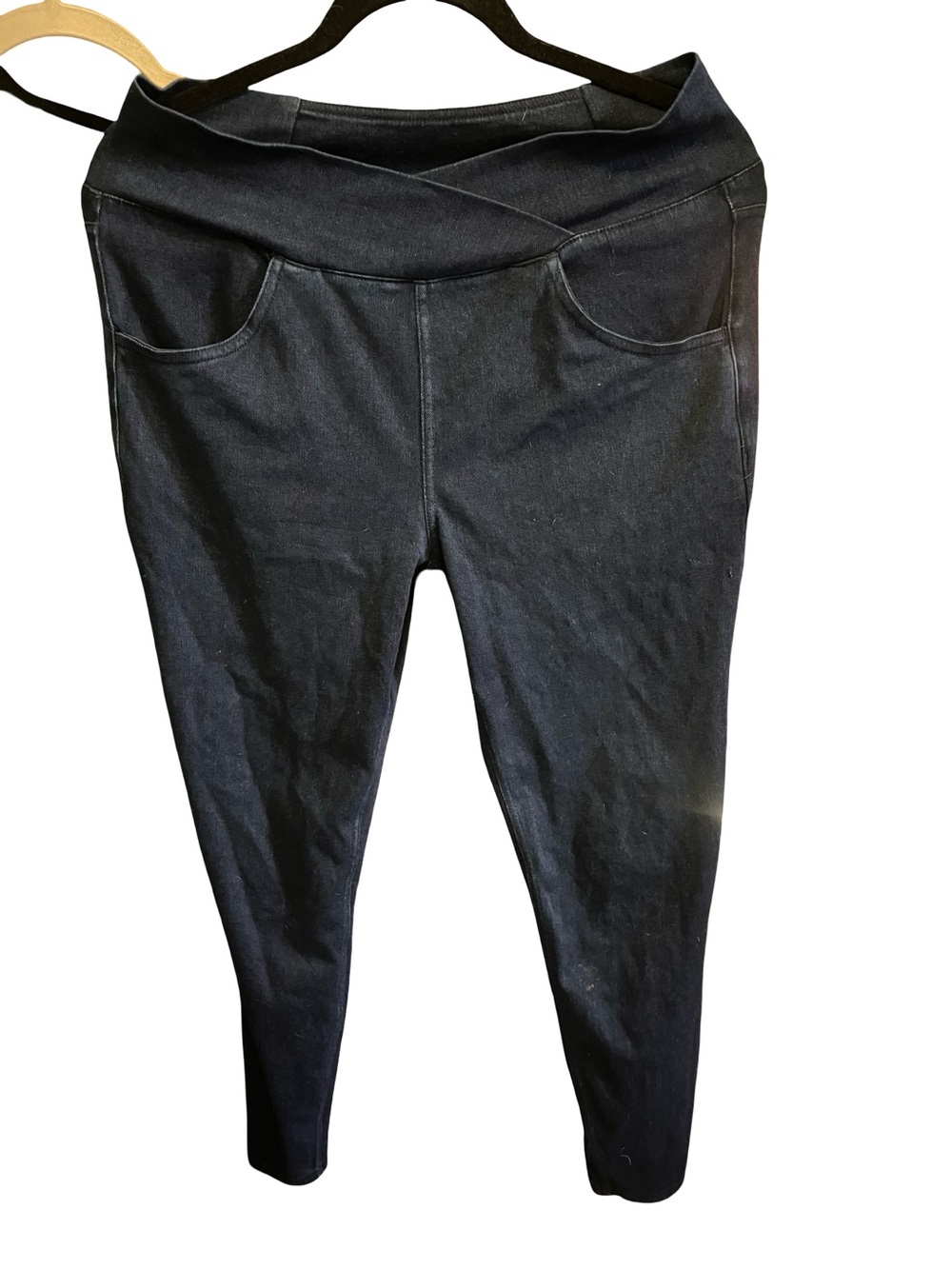 Large 7/8 length Halara denim Black Crossover Waist Jeggings